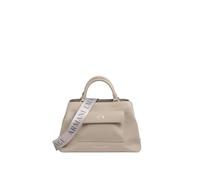 Armani Exchange Women's Nicole, Sustainable, Silver Logo, Front Pocket Shopping Bag, Sand