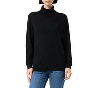 Armani Exchange Women's Pullover Merino Wool Turtleneck Sweater with Script Logo, Black, XL