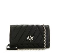 Armani Exchange Women's Quilted, Front Metal Logo, Chain bi-fold Wallet, Black, One Size