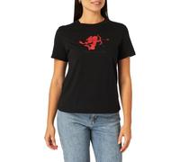 Armani Exchange Women's Red Cupido Glitter Print Backtone on Tone Logo T-Shirt