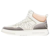 Armani Exchange Women's Seattle, Suede Details, Embroidered Logo, high top Sneaker, Off White Rose Taupe, 4.5 UK
