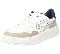 Armani Exchange Women's Seattle with Contrast Stitched Logo Sneaker, Off White Beige, 6.5 UK