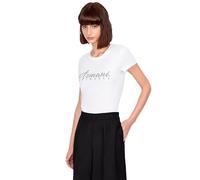 Armani Exchange Women's Short Sleeve Classic Script Logo Scoop Neck T-Shirt, White (Optic White), S