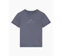 Armani Exchange Women's Short Sleeve Front Logo Print Regular Boxy Fit T-Shirt, Grey, XL, Chill Steel, XL