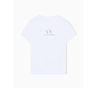 Armani Exchange Women's Short Sleeve Front Logo Print Regular Boxy Fit T-Shirt, White, L, White (Optic White), L