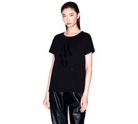 Armani Exchange Women's Short Sleeve On Tone Logo Print Regular Boxy Fit T-Shirt, Black, XXL