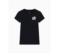 Armani Exchange Women's Short Sleeve Side Gold Logo Print Slim Fit T-Shirt, Black, S