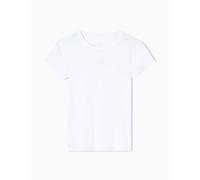 Armani Exchange Women's Short-Sleeved Front Logo Lettering Slim Fit T-Shirt, White, M