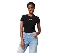 Armani Exchange Women's Short-Sleeved Front Shadowed Logo Slim Fit T-Shirt, Black, S