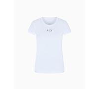 Armani Exchange Women's Short-Sleeved Front Shadowed Logo Slim Fit T-Shirt, White, S