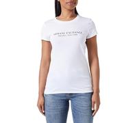 Armani Exchange Women's Slim fit Milano New York Crew Neck T-Shirt, White (Optic White), Large