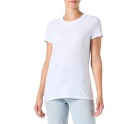 Armani Exchange Women's Slim Fit Silk Patch Monogram Logo Tee T-Shirt, White (Optic White), S
