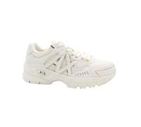 Armani Exchange Women's Speed Low Cut, Mesh Detail, Big Side Logo Sneaker, White Pale, 3.5 UK