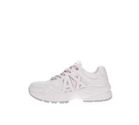 Armani Exchange Women's Speed Low Cut, Mesh Detail, Big Side Logo Trainers, White+Pale, 40 EU, White Pale, 8 UK