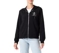 Armani Exchange Women's Stretch Scuba Full Zip Hoodie with Stacked Ax Logo Hooded Sweatshirt, Black, XL