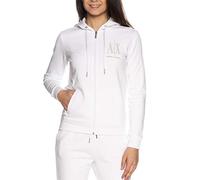 Armani Exchange Women's Studded Icon Zip Up Hooded Sweatshirt Hooded Sweatshirt, White, XL