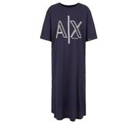 Armani Exchange Women's Sustainable, Big Logo Print, Round Neck Casual Dress, Blue, M, Blueberry, M