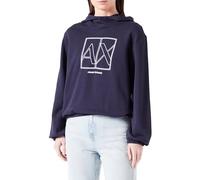 Armani Exchange Women's Sustainable Diagonal French Terry, Hooded Sweatshirt, Blue, M, Blueberry, M