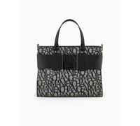 Armani Exchange Women's Susy Allover Logo Large Tote Big, Beige/Black, One Size