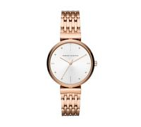 Armani Exchange Women's Three-Hand Silver Tone Sunray Dial & Rose Tone Stainless Steel Bracelet Watch