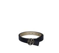Armani Exchange Women's Two-Colour, Logo Buckle Belt, Black/Gold, S