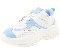 Armani Exchange Women's Vedder Microsuede Clean Essential Look Trainers, Off White Blue, 4 UK