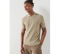 Armani Exchange Zip Neck Knitted Polo Shirt, Beige, Size S, Men Beige