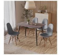 (Armani Grey Table & Grey Chairs) 120cm Ceramic Square Table Chairs 5 Set Modern 4 Person Seater Kitchen Dining Room