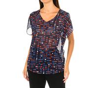 Armani Womens short sleeve V-neck blouse 3Y5H65-5NTAZ - Blue - Size EU 42