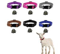 Armastuse Adjustable Nylon Collars, 6 Sets Reflective Goat Collars with Bell Collar for Small Farm Animals Goat Sheep Horse Cow (6 Colors)