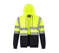 ArmaWEAR Hi Vis Visibility Safety Work Hoodie, 2 Tone with Reflective Band, Hoody Jumper or Zipped Top (UK, Alpha, L, Regular, Regular, Yellow/Navy Zip)