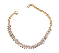 Armband Aus Mondstein Persönlichkeit geformt Strass Fußkettchen einfache Set Fuß Zubehör für Frauen Lederarmband (Gold, One Size)