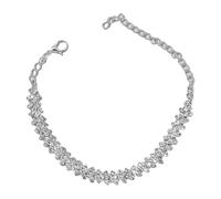 Armband Aus Mondstein Persönlichkeit geformt Strass Fußkettchen einfache Set Fuß Zubehör für Frauen Lederarmband (Silver, One Size)