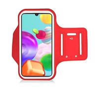 Armband For Samsung Galaxy A40 A20E A10E A01 A3 2017 - Running Exercise Gym Sportband Sweat Proof Case Slots Key Holder (Red)