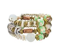 Armband Handmade Stapelbare Perlenarmbänder für Damen, mehrschichtiges -Armband-Set, mehrfarbiger Schmuck Aktivität Armband (White, One Size)
