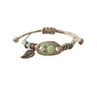 Armbanduhren Männer Niedlicher Schmuck Kreatives natürlich gewebtes Armband Künstlerisches Blattarmband Handgefertigtes gewebtes Armband Intelligente Armbandfrau (Green, One Size)