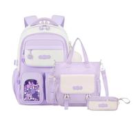 Armbq Cute Backpack for Girls - Teens School Backpack - Kids Bookbag for Elementary Middle School, 301-3pcs Purple