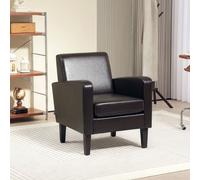 Armchair Accent Chair with Eucalyptus Wood Legs for Bedroom Brown HOMCOM Brown One Size