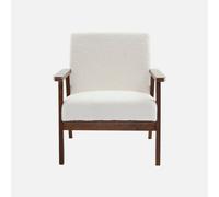 Armchair And 2-Seater Sofa In Hevea Wood Off-White Boucle - Sweeek