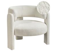 Beliani Fabric Armchair Off-White BUREA, White