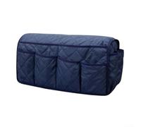 Armchair Caddy Organizer for Sofa Armrest, Non-Slip Recliner Storage with 14 Pockets, Cotton Hanging Remote Holder for Home Hotel Travel (Navy blue)
