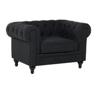 Beliani Armchair Chesterfield Fabric Graphite Grey, Grey