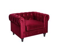 Armchair CHESTERFIELD Velvet Dark Red