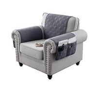 Armchair Cover for Arms Sofa Arm Covers Armrest Slipcover Headrest Covers for Recliner Chair Armrest Cover for Nonslip Quilted Furniture Protector Couch Sofa (Grey,2 Seat | 4 Piece Set)