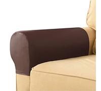 Armchair Covers, PU Leather Sofa Armrest Covers Armchair Arm Covers Stretchy Furniture Protectors for Couch Chair Arm (Red Wine,2 pieces)