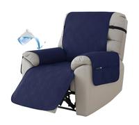 Armchair Covers,Recliner Sofa Covers,Recliner Chair Cover with 6 Side Pockets,1 Seat Waterproof Sofa Cover with Elastic Straps,Settee Covers Slipcover for Kids,Pet dog,Furniture Protector (Navy Blue)