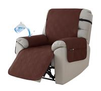 Armchair Covers,Recliner Sofa Covers,Recliner Chair Cover with 6 Side Pockets,1 Seat Waterproof Sofa Cover with Elastic Straps,Settee Covers Slipcover for Kids,Pet dog,Furniture Protector (Brown)