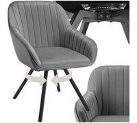 Armchair Dining Chair Accent Swivel Velvet Look Thick Padding Office Chairs