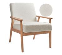 Beliani Armchair Esrum Boucle Light Brown/ White