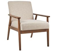 Beliani Armchair Beige with Dark Wood ESRUM, Cream